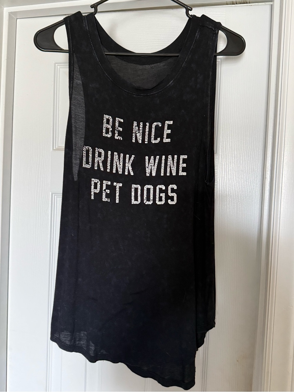Be Nice Drink Wine Pet Dogs Graphic Tank Top - Black